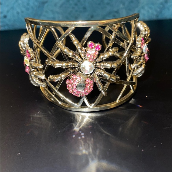 Betsey Johnson Pink and Silver Spider Bracelet
